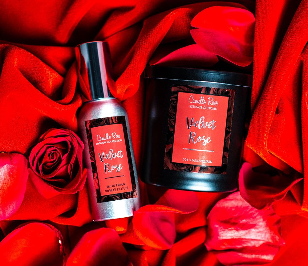 New Velvet Rose Eau De Parfum and Candle Gift Set by Camille Rose Camille Rose Naturals New Velvet Rose Eau De Parfum and Candle Gift Set by Camille Rose Camille Rose Naturals