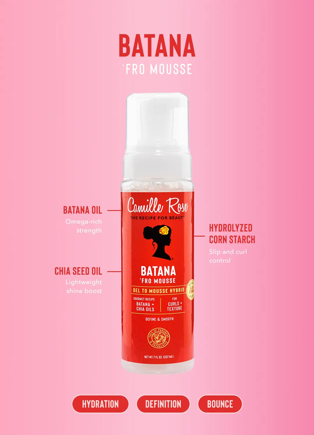 Batana Fro Mousse gel-to-mousse hybrid with batana and chia seed oils for volume and definition