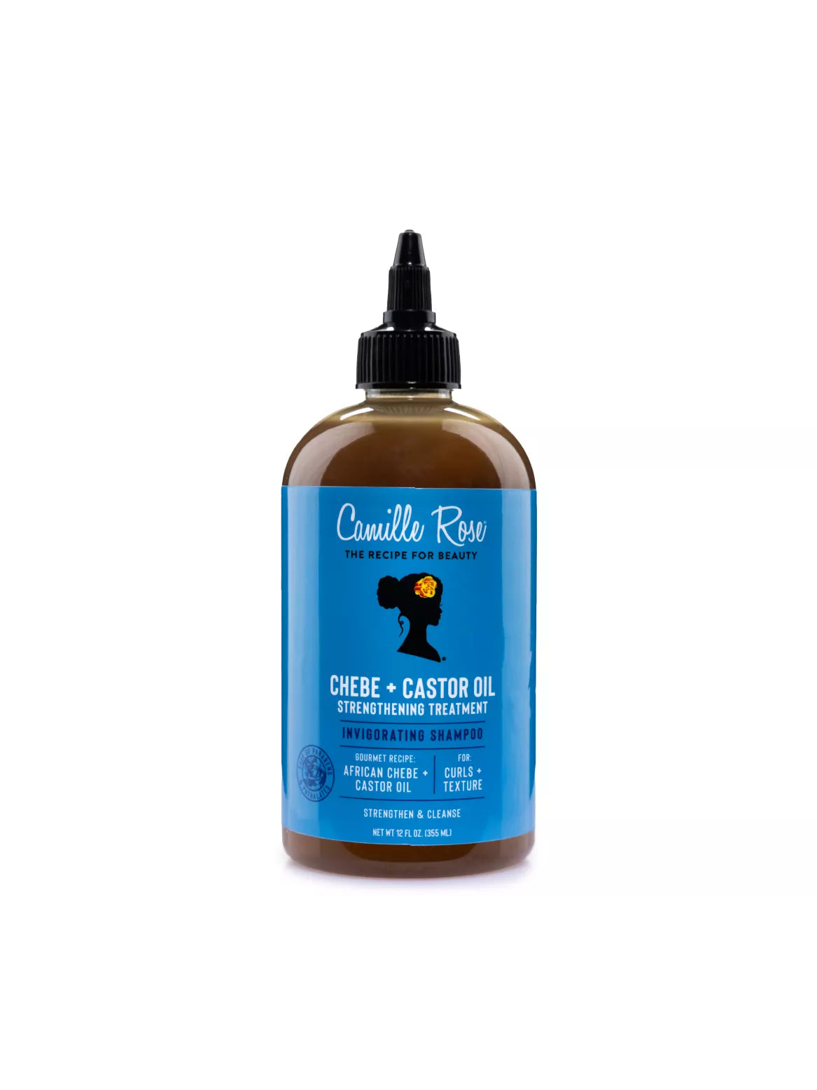 Bottle of Canelle Rose Chebe + Castor Oil Treatment on a white background
