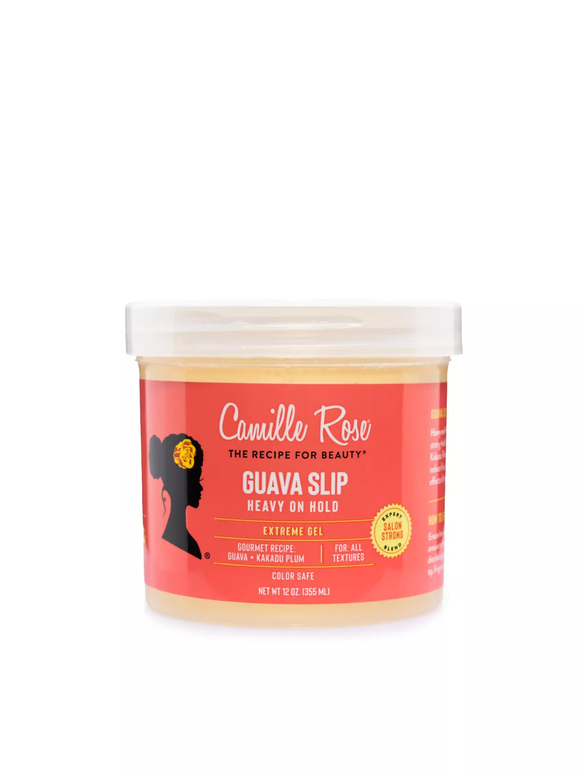 Camille Rose Guava Slip hair product container on a white background