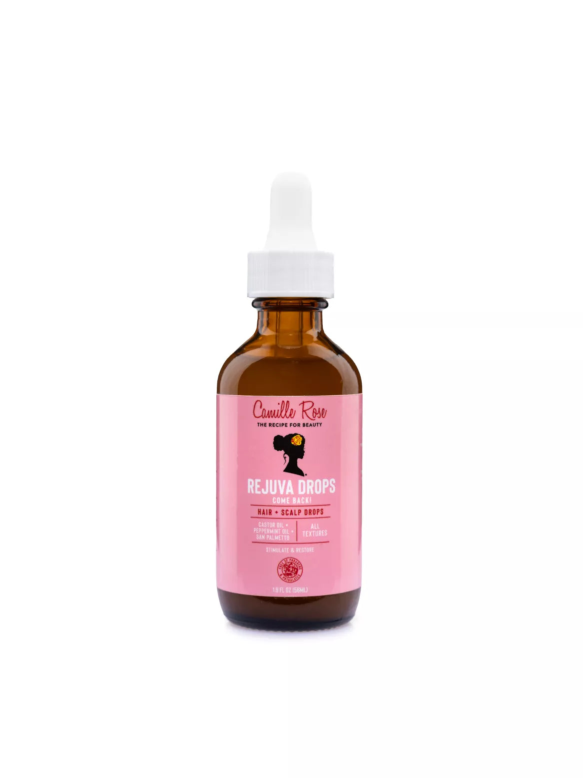 Bottle of 'Rejuva Drops' with a pink label on a white background
